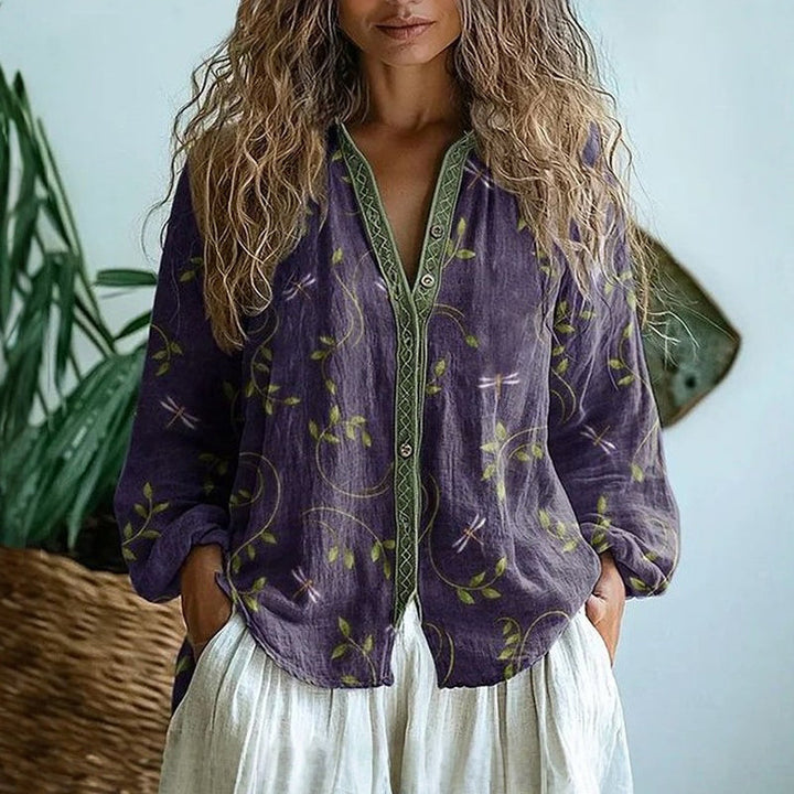 AMBRE | VINTAGE LEAF PRINT BLOUSE