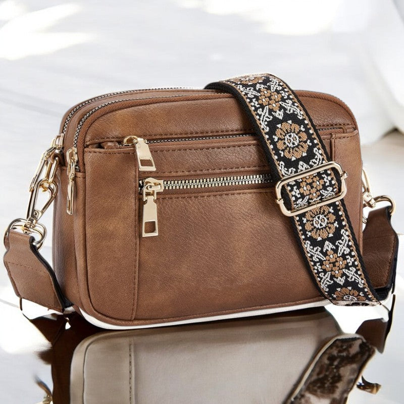 LEONTINE | ELEGANT SHOULDER BAG WITH FLORAL STRAP