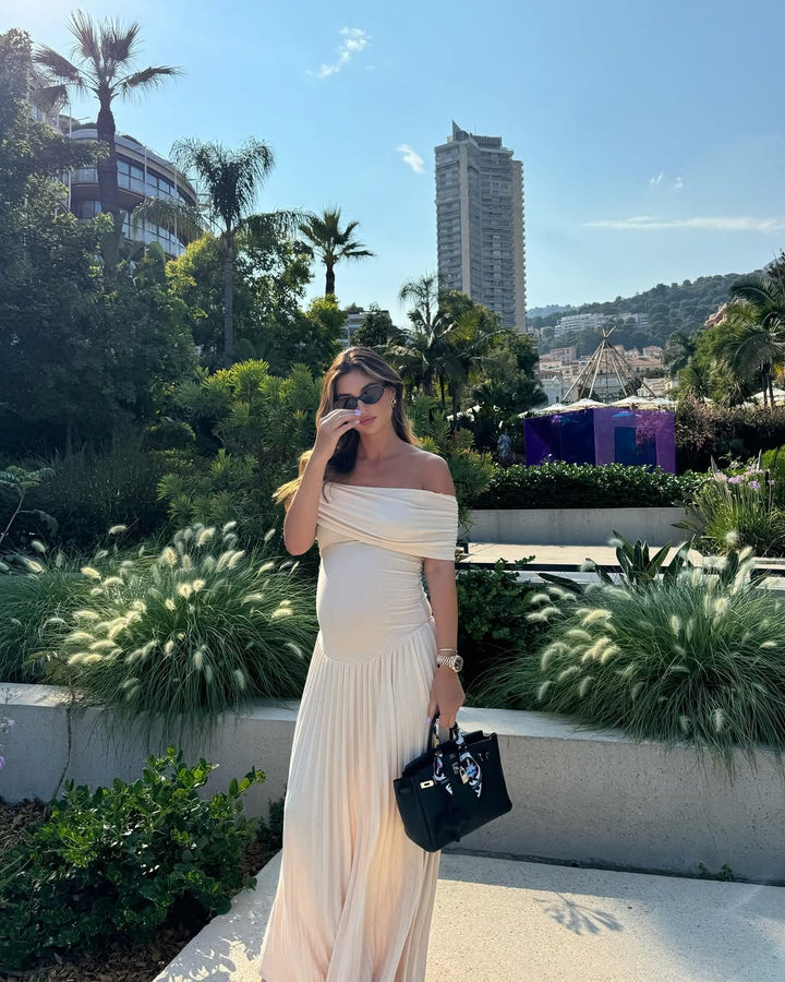 NOELLE | MATERNITY PLEATED MAXI DRESS