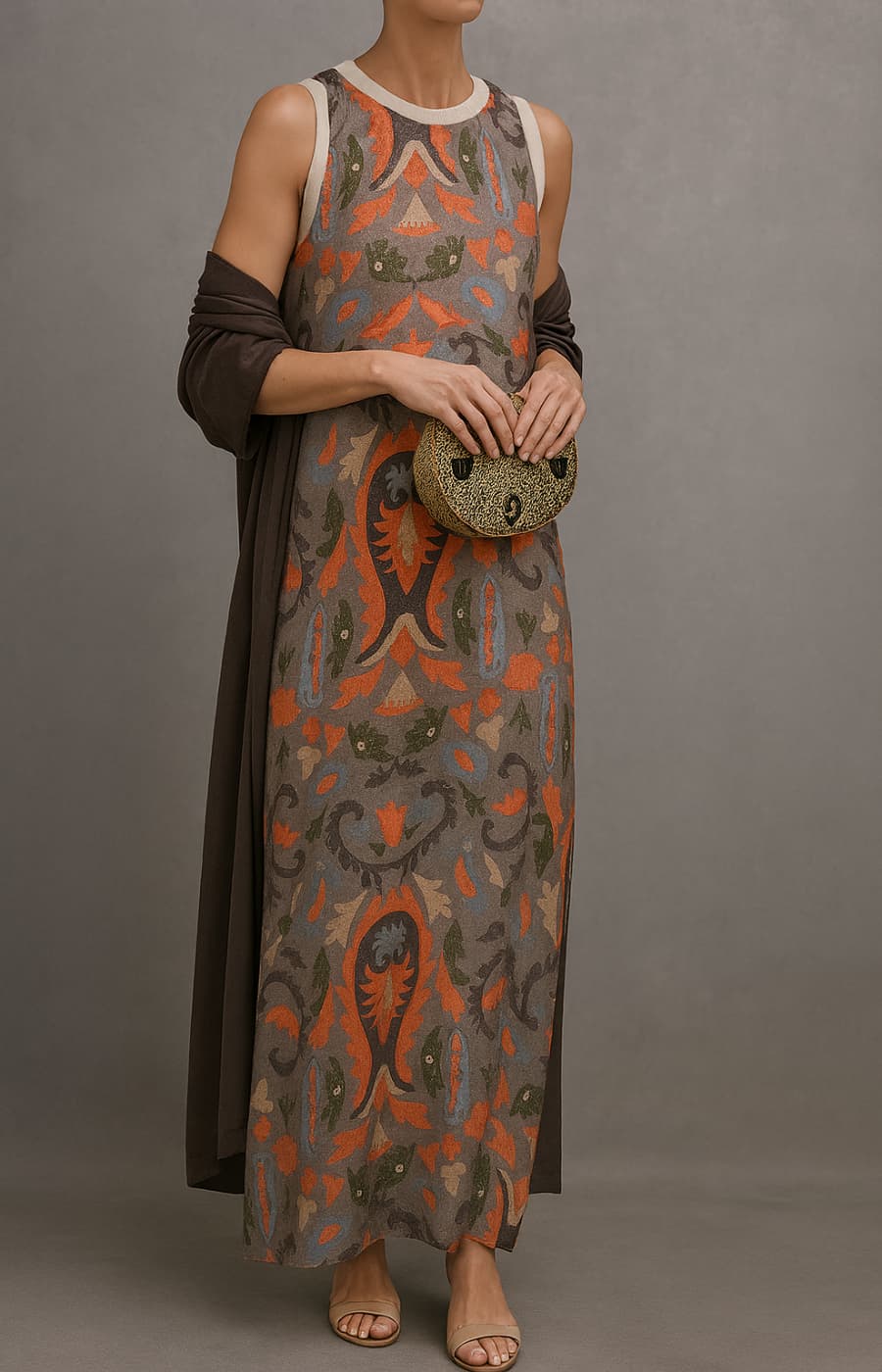 ISOTTA | ELEGANT MAXI DRESS WITH MATCHING STOLE