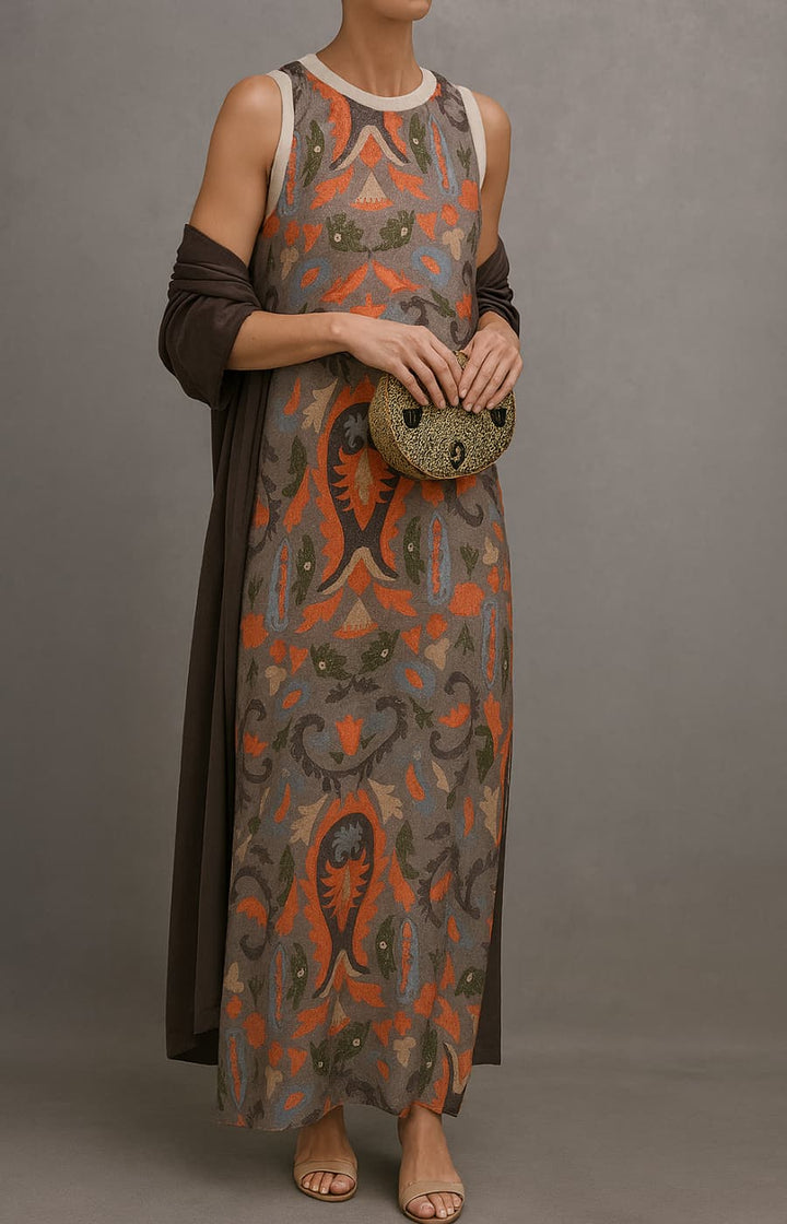 ISOTTA | ELEGANT MAXI DRESS WITH MATCHING STOLE