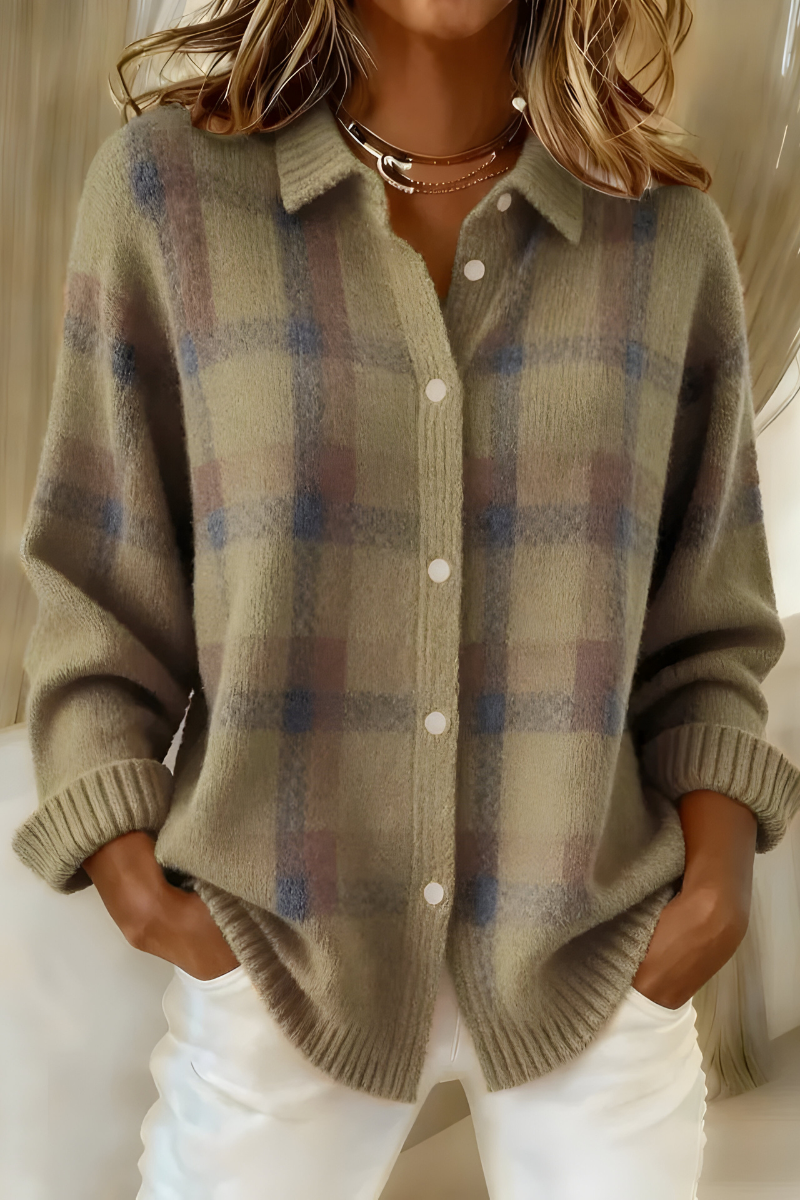 TESSA | ELEGANT CHECKERED CARDIGAN