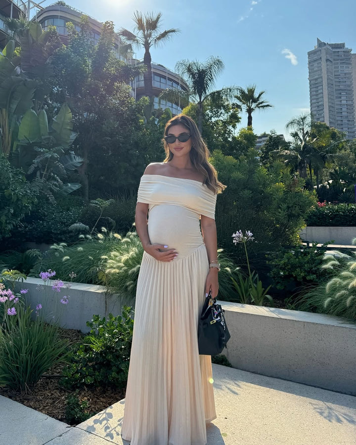 NOELLE | MATERNITY PLEATED MAXI DRESS