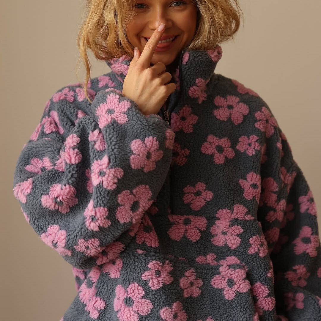 SUZY | COSY QUARTER-ZIP FLEECE WITH PRINT