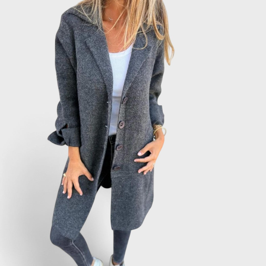 KASHA | BUTTON FRONT LONG COAT