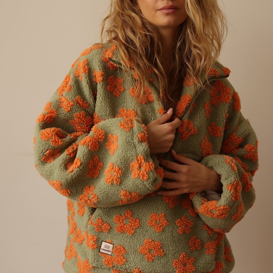 SUZY | COSY QUARTER-ZIP FLEECE WITH PRINT