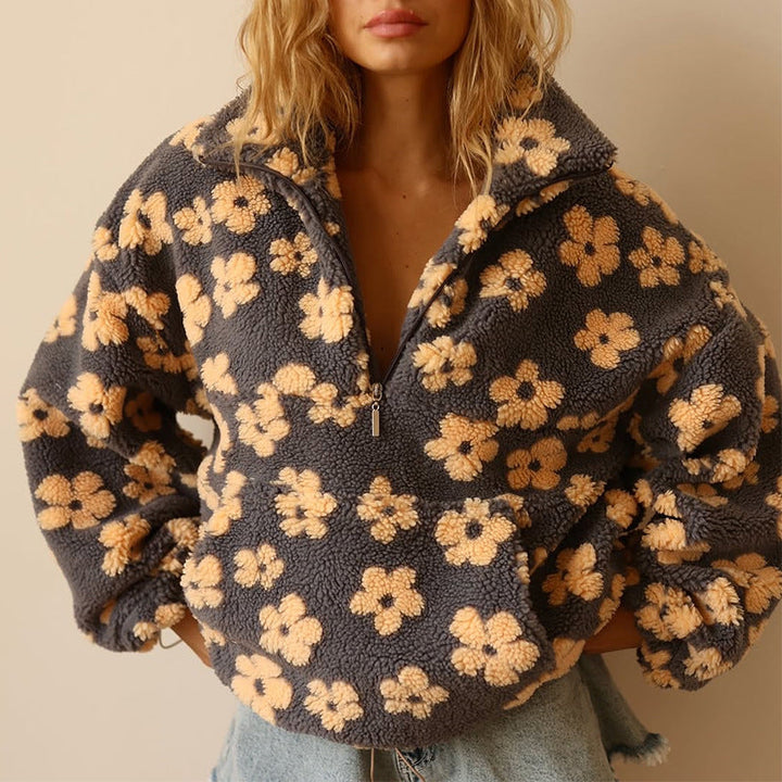 SUZY | COSY QUARTER-ZIP FLEECE WITH PRINT