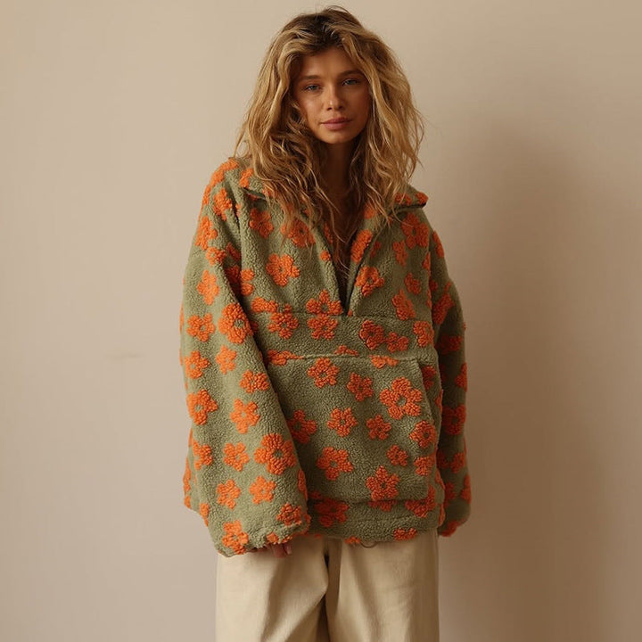 SUZY | COSY QUARTER-ZIP FLEECE WITH PRINT