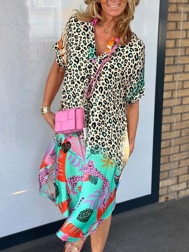 DALIA | MIXED PRINT MIDI DRESS