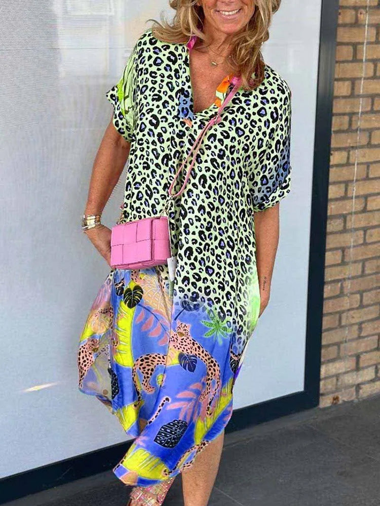 DALIA | MIXED PRINT MIDI DRESS