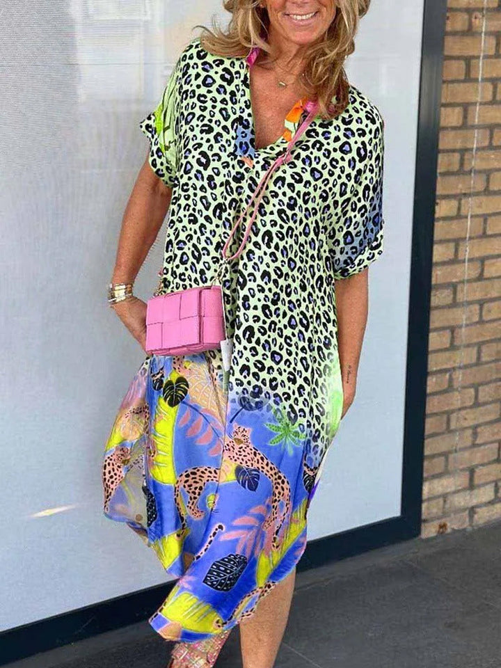DALIA | MIXED PRINT MIDI DRESS