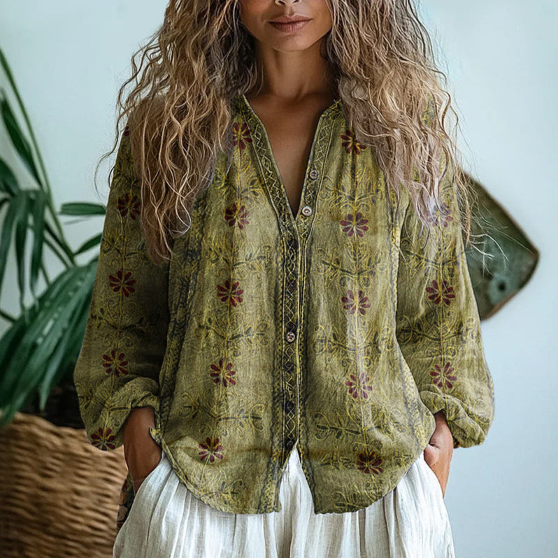 AMBRE | VINTAGE LEAF PRINT BLOUSE