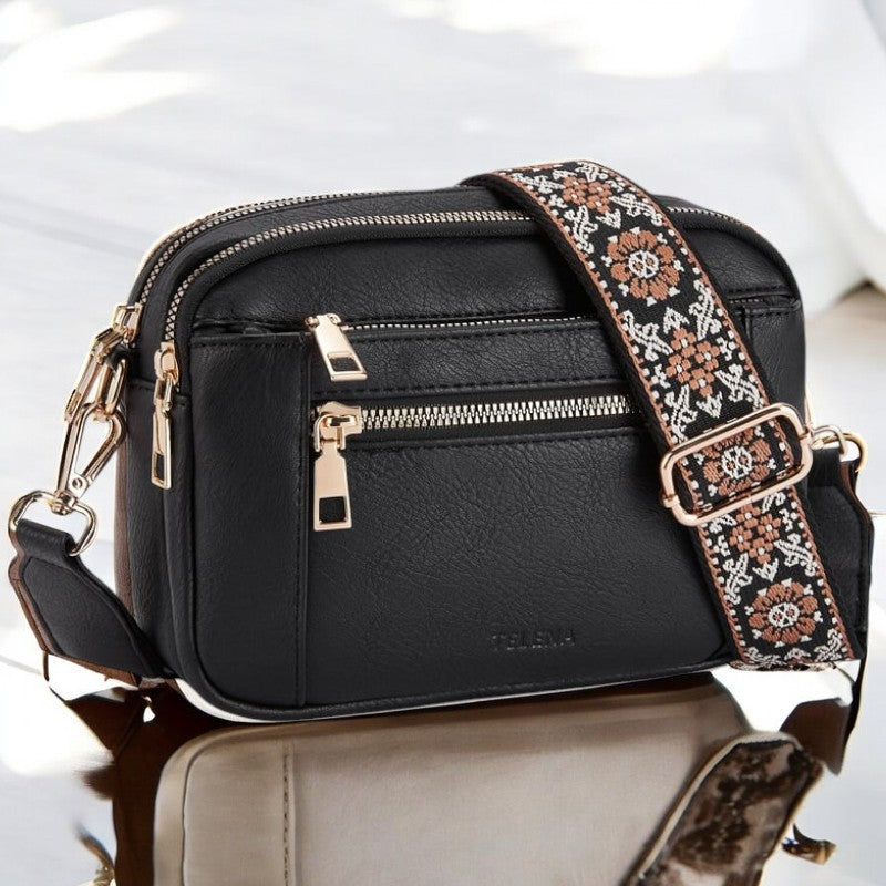 LEONTINE | ELEGANT SHOULDER BAG WITH FLORAL STRAP