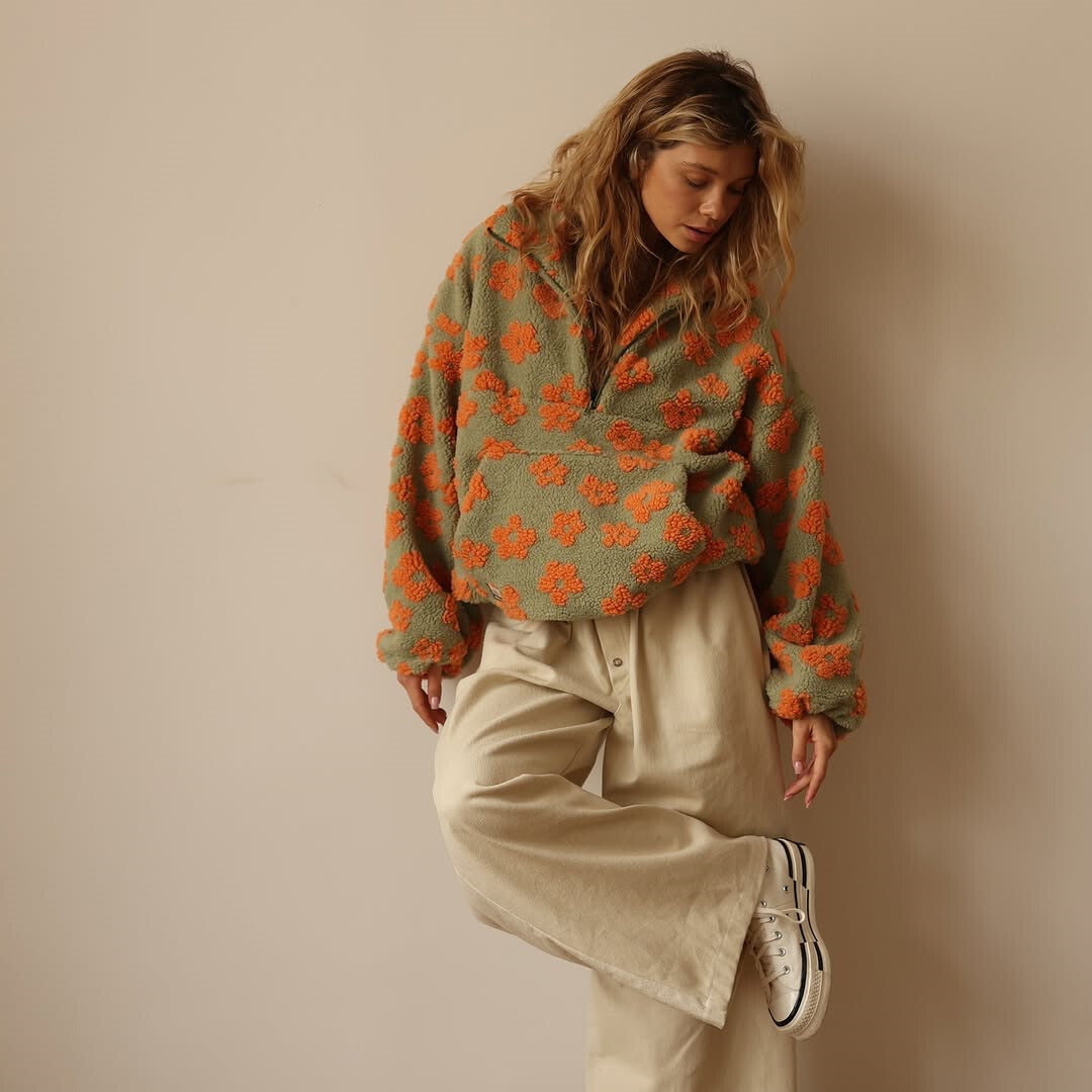 SUZY | COSY QUARTER-ZIP FLEECE WITH PRINT