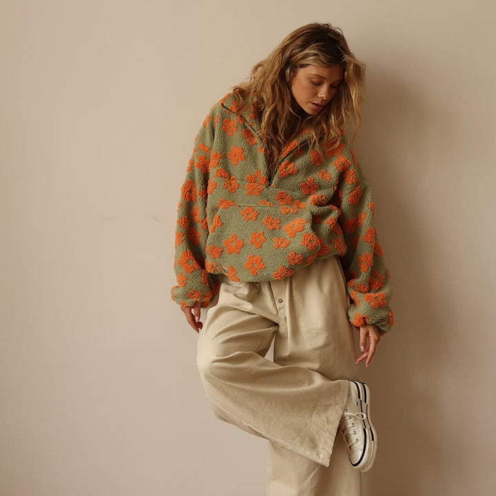 SUZY | COSY QUARTER-ZIP FLEECE WITH PRINT