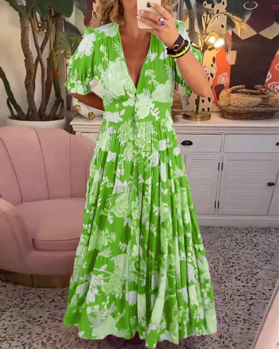 LEONTINA | FLORAL FLOWY MAXI DRESS