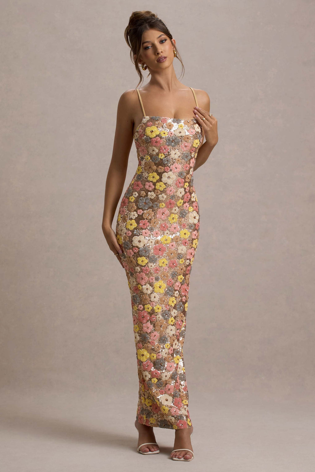 NALINA | FLORAL SEQUIN MAXI DRESS